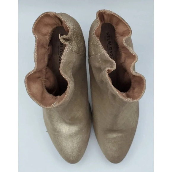 KELSI DAGGER BROOKLYN Women's Wicked Metallic Gold Fabric Fashion Boot Size 7.5 - Picture 7 of 9